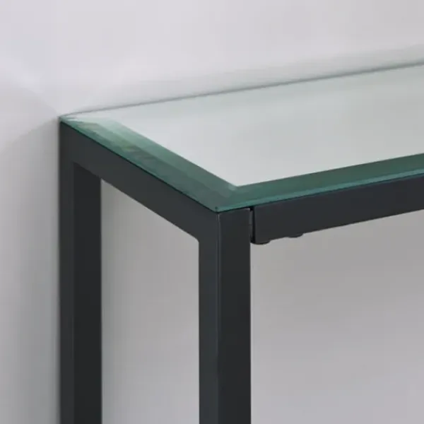Console Tables-Kirkland's Home Metal Mirrored Top Slim Console Table Black