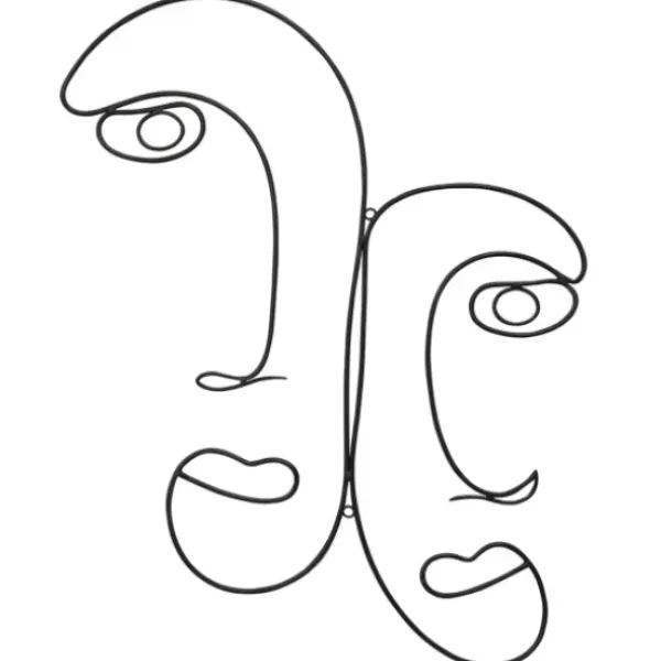 Wall Plaques-Kirkland's Home Metal Modern Outline Faces Wall Plaque Black