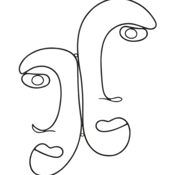 Wall Plaques-Kirkland's Home Metal Modern Outline Faces Wall Plaque Black