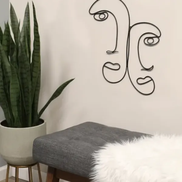 Wall Plaques-Kirkland's Home Metal Modern Outline Faces Wall Plaque Black