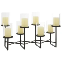 Candle Holders-Kirkland's Home Metal Multi Level Candelabra Runner Black