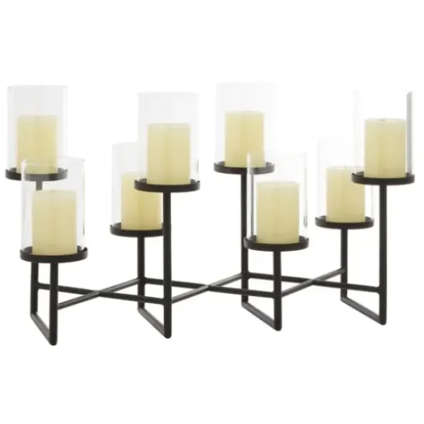 Candle Holders-Kirkland's Home Metal Multi Level Candelabra Runner Black