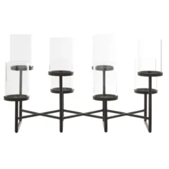 Candle Holders-Kirkland's Home Metal Multi Level Candelabra Runner Black