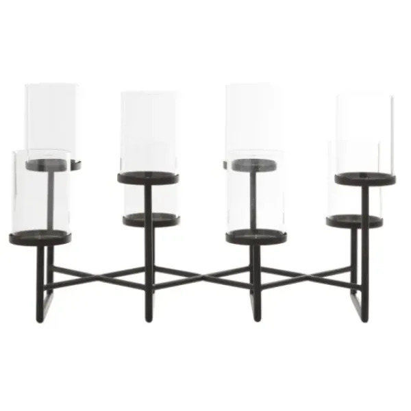 Candle Holders-Kirkland's Home Metal Multi Level Candelabra Runner Black