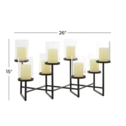 Candle Holders-Kirkland's Home Metal Multi Level Candelabra Runner Black