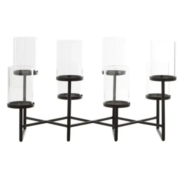 Candle Holders-Kirkland's Home Metal Multi Level Candelabra Runner Black
