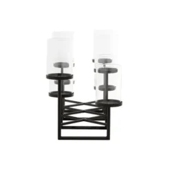 Candle Holders-Kirkland's Home Metal Multi Level Candelabra Runner Black