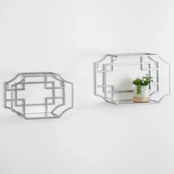 Shelves-Kirkland's Home Metal Nesting Wall Shelves, Set Of 2 Silver