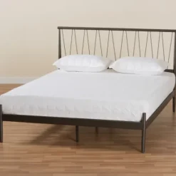 Beds & Headboards-Kirkland's Home Metal Open Headboard Full Platform Bed Black