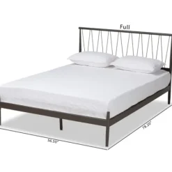 Beds & Headboards-Kirkland's Home Metal Open Headboard Full Platform Bed Black