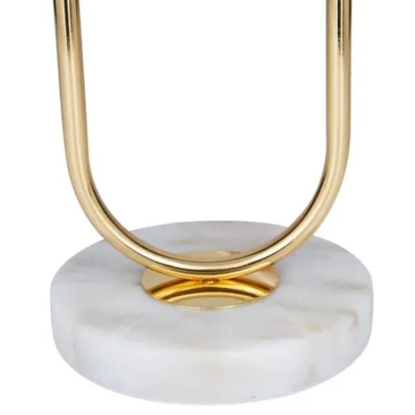 Table Lamps-Kirkland's Home Metal Open Loop Stem White Round Table Lamp Gold