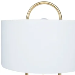 Table Lamps-Kirkland's Home Metal Open Loop Stem White Round Table Lamp Gold
