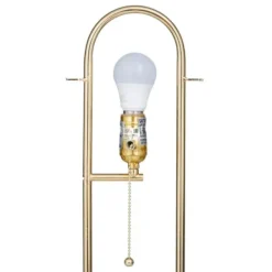 Table Lamps-Kirkland's Home Metal Open Loop Stem White Round Table Lamp Gold