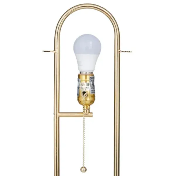 Table Lamps-Kirkland's Home Metal Open Loop Stem White Round Table Lamp Gold