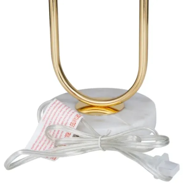 Table Lamps-Kirkland's Home Metal Open Loop Stem White Round Table Lamp Gold