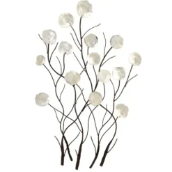 Wall Plaques-Kirkland's Home Metal Peony Shell Wall Plaque White/Black