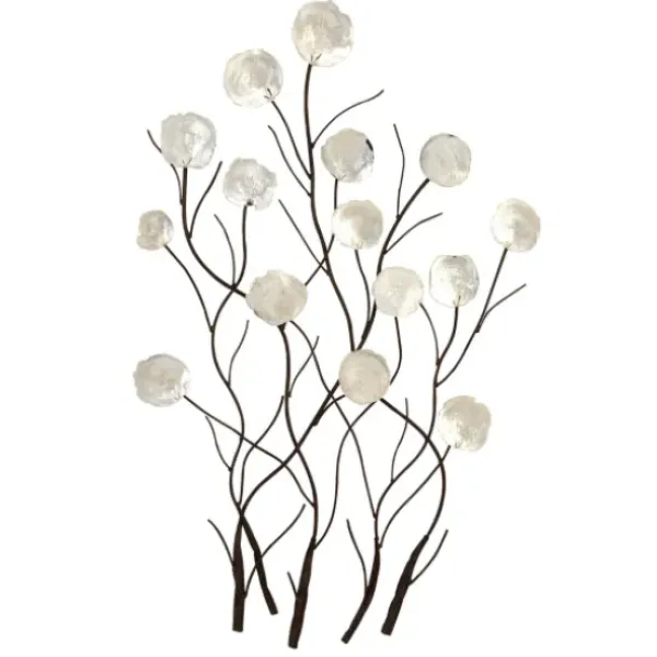 Wall Plaques-Kirkland's Home Metal Peony Shell Wall Plaque White/Black