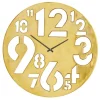 Clocks-Kirkland's Home Metal Round Frame Cutout Numerals Clock Gold