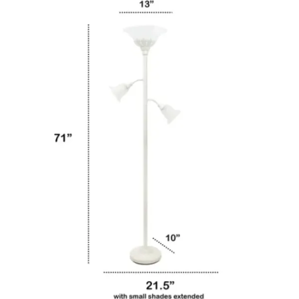 Floor Lamps-Kirkland's Home Metal 3-Scallop Glass Floor Lamp White