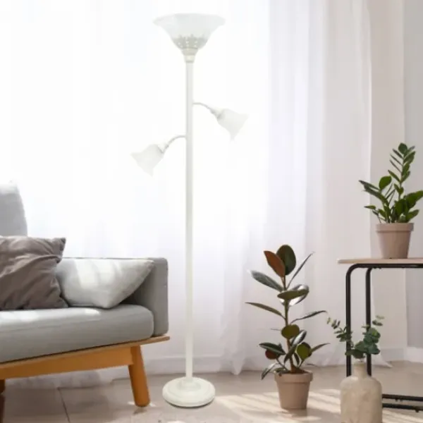 Floor Lamps-Kirkland's Home Metal 3-Scallop Glass Floor Lamp White