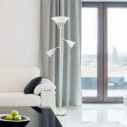 Floor Lamps-Kirkland's Home Metal 3-Scallop Glass Floor Lamp White