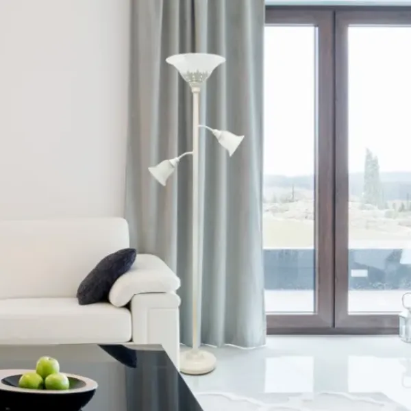 Floor Lamps-Kirkland's Home Metal 3-Scallop Glass Floor Lamp White