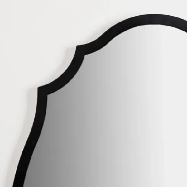 Framed Mirrors-Kirkland's Home Metal Scalloped Edge Mirror Black