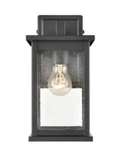 Outdoor Lighting-Kirkland's Home Metal Seeded Glass Outdoor Sconce Black