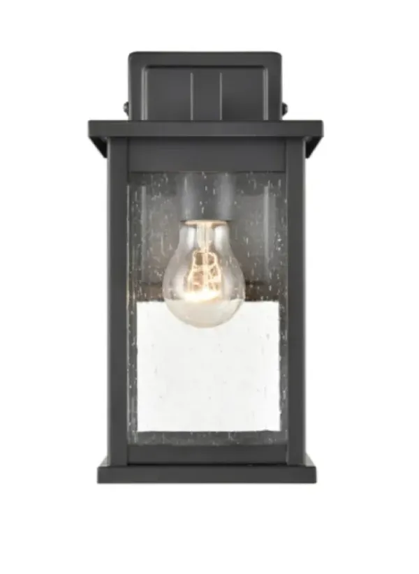 Outdoor Lighting-Kirkland's Home Metal Seeded Glass Outdoor Sconce Black