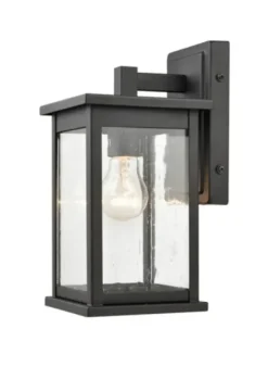 Outdoor Lighting-Kirkland's Home Metal Seeded Glass Outdoor Sconce Black