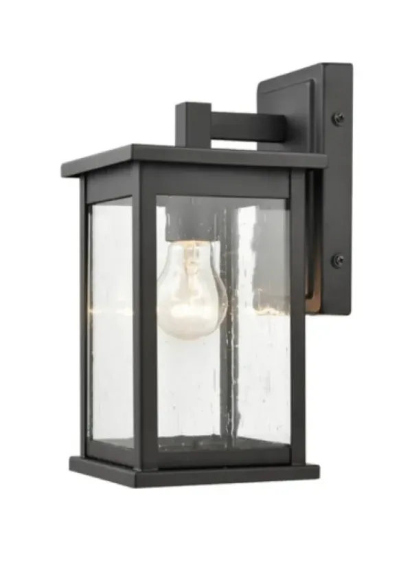 Outdoor Lighting-Kirkland's Home Metal Seeded Glass Outdoor Sconce Black