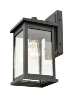Outdoor Lighting-Kirkland's Home Metal Seeded Glass Outdoor Sconce Black
