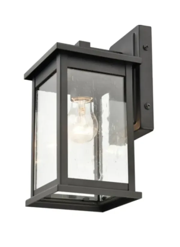 Outdoor Lighting-Kirkland's Home Metal Seeded Glass Outdoor Sconce Black