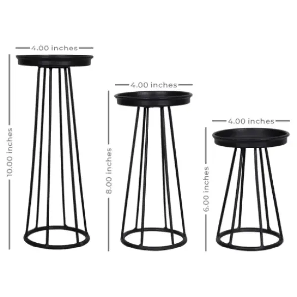 Candle Holders-Kirkland's Home Metal Soho Candle Holders, Set Of 3 Black