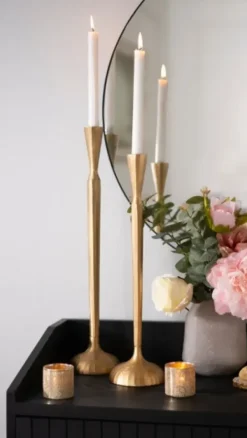 Candle Holders-Kirkland's Home Metal Taper Candle Holder, 21 In. Gold