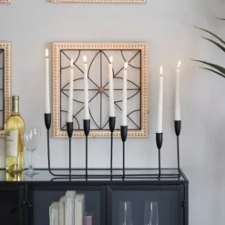 Candle Holders-Kirkland's Home Metal Taper Candle Holder Runner Black