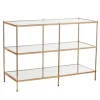 Console Tables-Kirkland's Home Metal 3-Tier Mirrored Console Table Gold