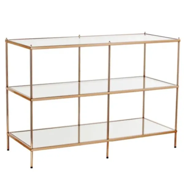 Console Tables-Kirkland's Home Metal 3-Tier Mirrored Console Table Gold