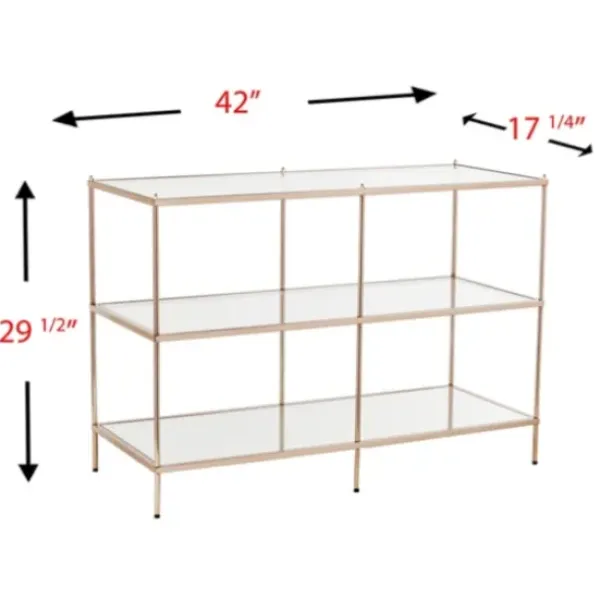 Console Tables-Kirkland's Home Metal 3-Tier Mirrored Console Table Gold