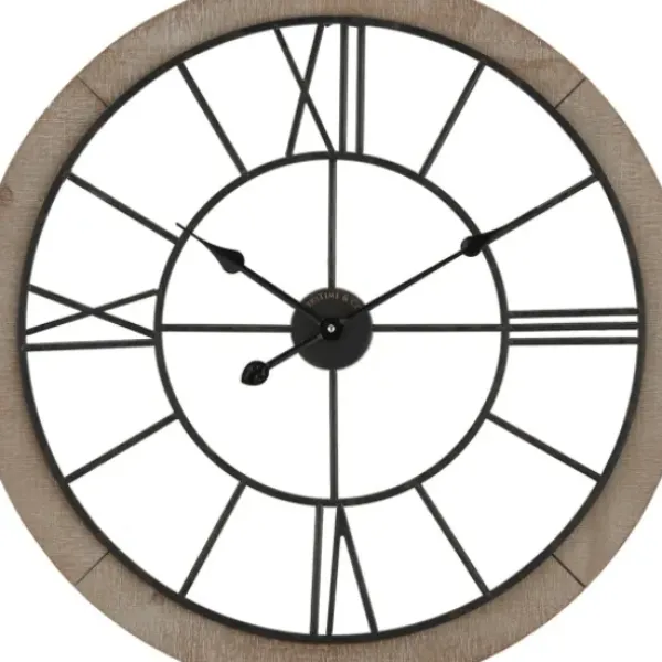 Clocks-Kirkland's Home Metal Timeworn Wall Clock Brown