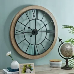 Clocks-Kirkland's Home Metal Timeworn Wall Clock Brown