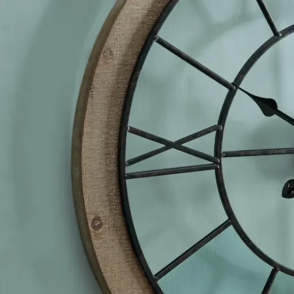 Clocks-Kirkland's Home Metal Timeworn Wall Clock Brown