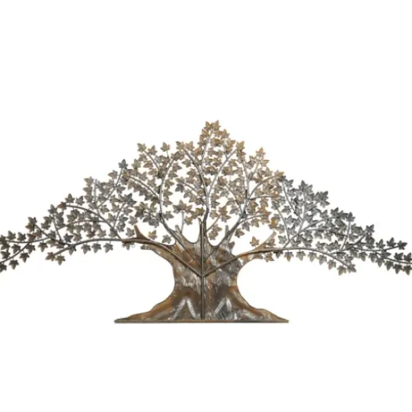Wall Plaques-Kirkland's Home Metal Trunk With Leaves Wall Plaque Brown