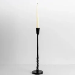 Candle Holders-Kirkland's Home Metal Twisted Taper Candle Holder, 15 In. Black