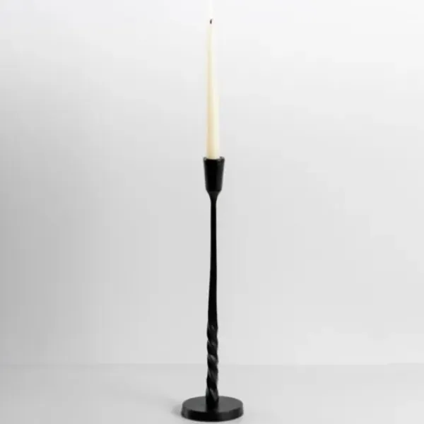 Candle Holders-Kirkland's Home Metal Twisted Taper Candle Holder, 15 In. Black