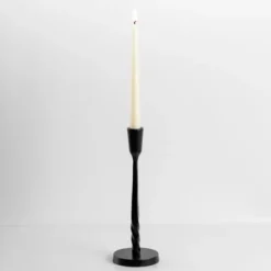 Candle Holders-Kirkland's Home Metal Twisted Taper Candle Holder, 10 In. Black