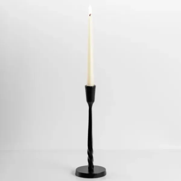 Candle Holders-Kirkland's Home Metal Twisted Taper Candle Holder, 10 In. Black