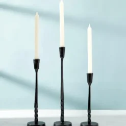 Candle Holders-Kirkland's Home Metal Twisted Taper Candle Holder, 10 In. Black
