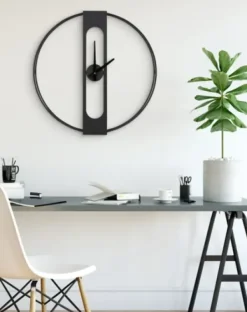 Clocks-Kirkland's Home Metal Urgo Wall Clock Black