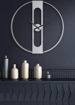 Clocks-Kirkland's Home Metal Urgo Wall Clock Silver